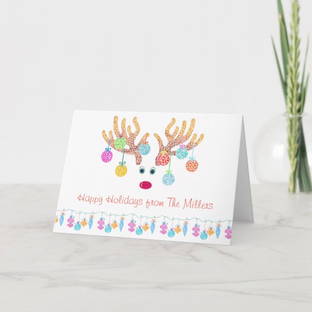 Tarjeta de felicitación de feriado para renos y or (Anverso)