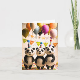 Tarjeta de felicitación de Fiesta de Panda Felices