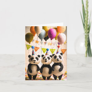 Tarjeta de felicitación de Fiesta de Panda Felices