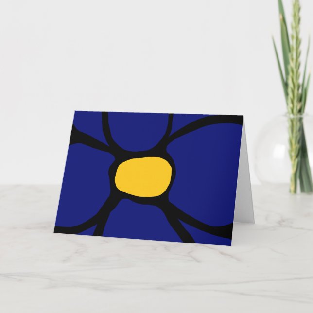 Tarjeta de felicitación de flor azul doblada (Anverso)