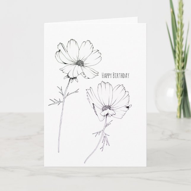 Tarjeta de felicitación de flor de cosmos en blanc (Anverso)