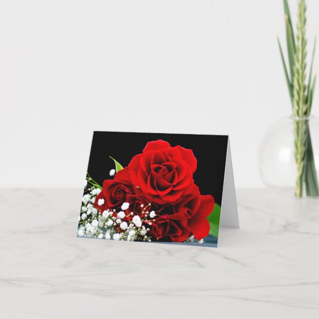 Tarjeta de felicitación de flor de rosa roja (Anverso)