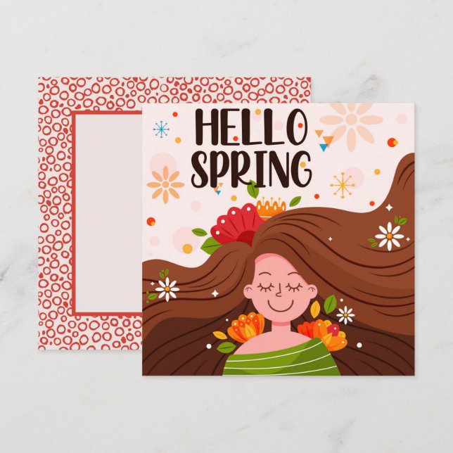 Tarjeta de Felicitación de Flores Chica Primavera  (Anverso / Reverso)