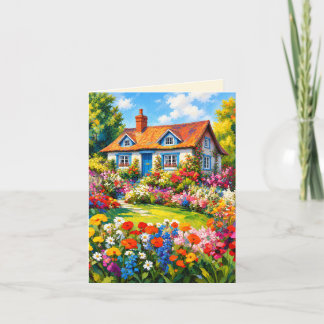 Tarjeta de felicitación de flores de jardín de cas
