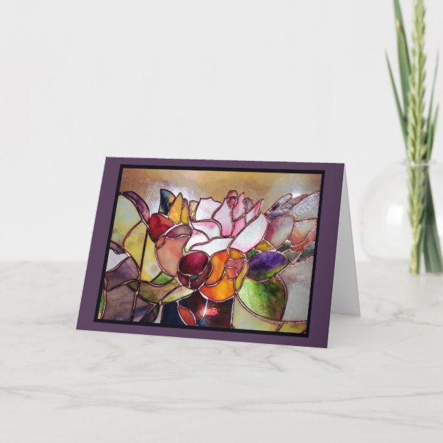 Tarjeta de felicitación de flores de lujo de vidri (Anverso)