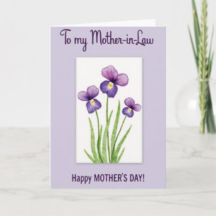Tarjeta de Felicitación de Flores Moradas Rayadas