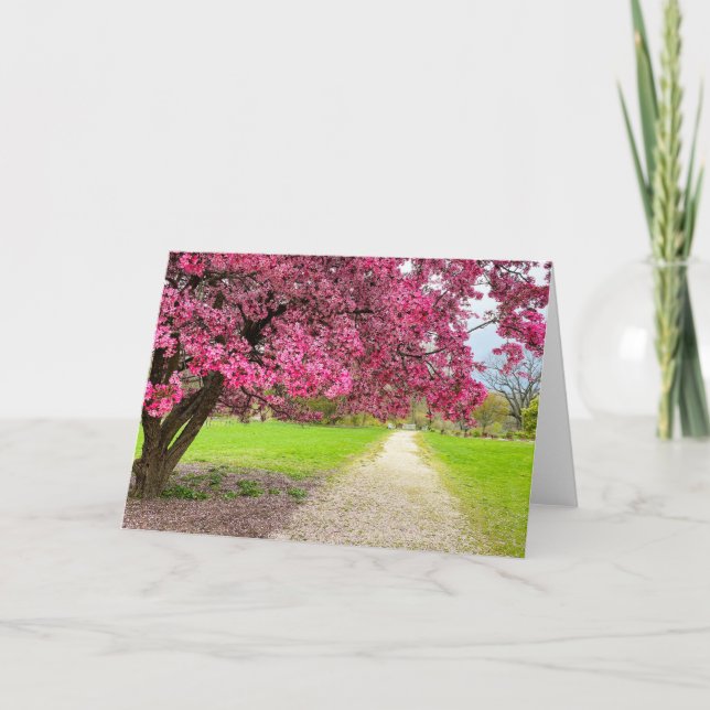 Tarjeta de felicitación de flores rosadas (Anverso)