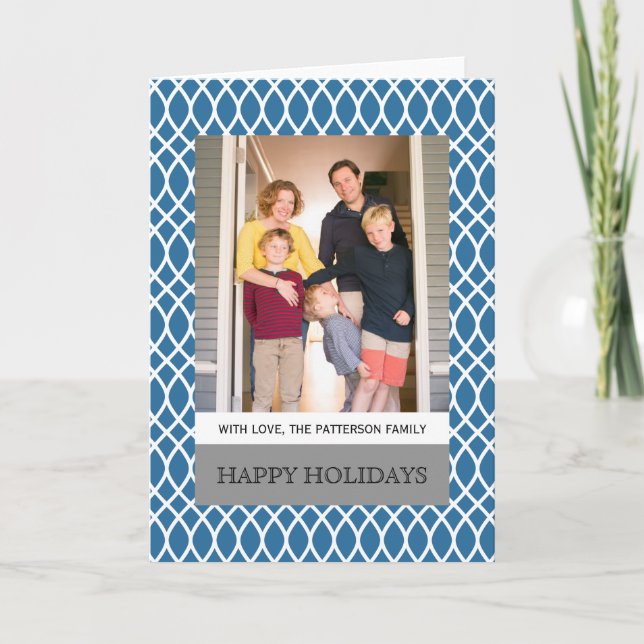 Tarjeta de felicitación de foto de Blue Elegant La (Anverso)