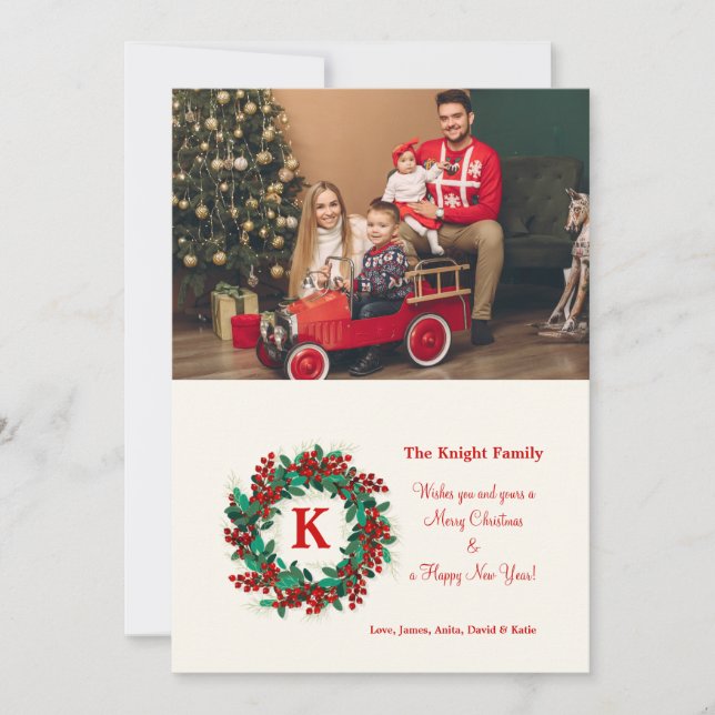 Tarjeta de Felicitación de Foto de Corona de Bayas (Anverso)