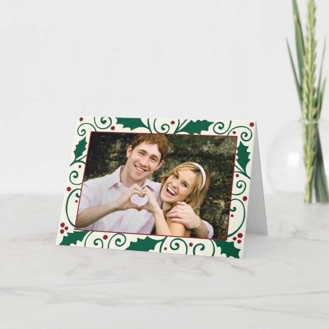 Tarjeta de Felicitación de Foto de Fiesta de Acebo (Anverso)