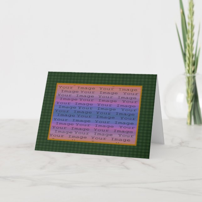 Tarjeta de felicitación de foto de Green Plaid (Anverso)