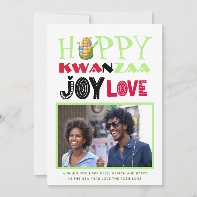 Tarjeta de felicitación de foto de Kwanzaa feliz A (Anverso)