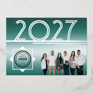 Tarjeta de felicitación de foto de logo de año nue