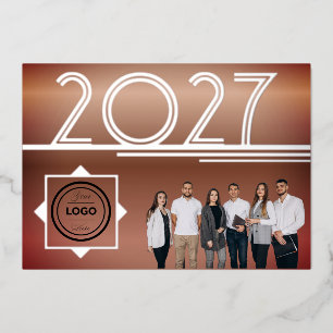 Tarjeta de felicitación de foto de logo de año nue