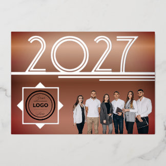 Tarjeta de felicitación de foto de logo de año nue