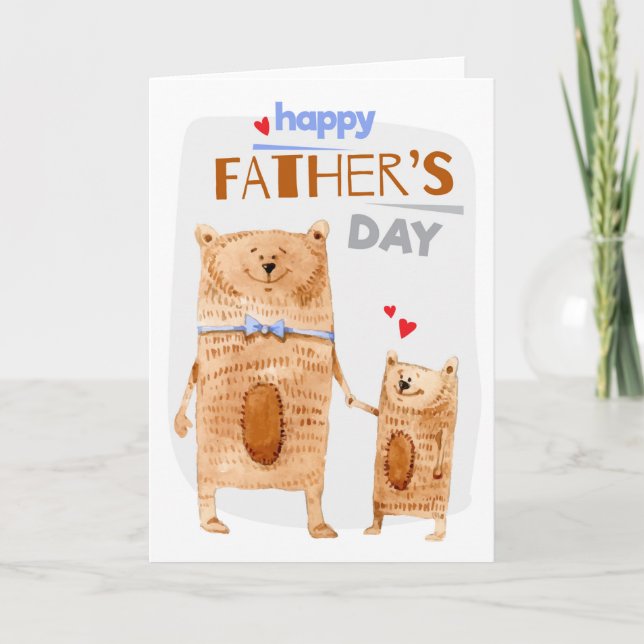 Tarjeta de felicitación de foto del oso del padre (Anverso)