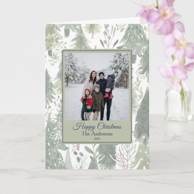 Tarjeta de Felicitación de Foto Familiar de Navida (Orquídea)
