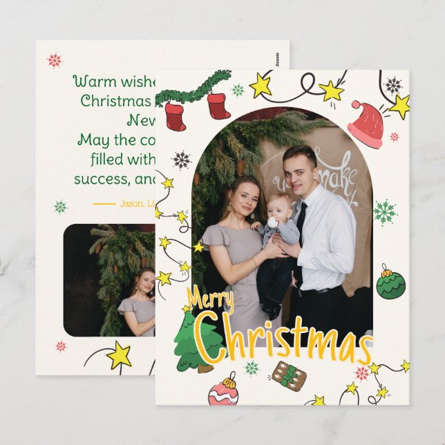 Tarjeta de Felicitación de Foto Familiar de Navida (Anverso / Reverso)