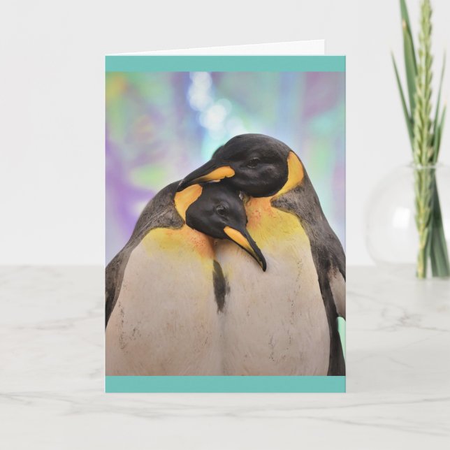 Tarjeta de felicitación de fotografía de PINGÜINO (Anverso)