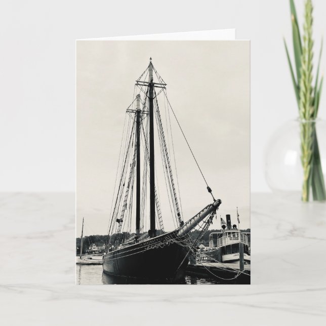 Tarjeta de felicitación de fotos de barco de naveg (Anverso)