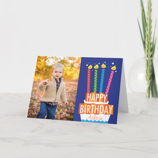 Tarjeta de felicitación de fotos de copas de cumpl (Anverso)
