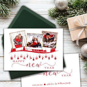 Tarjeta de felicitación de fotos de estilo rojo Mi
