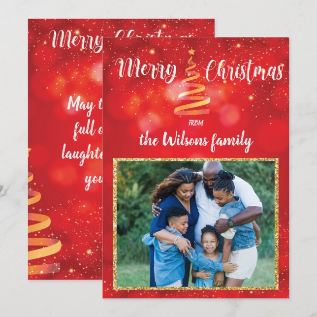 Tarjeta de felicitación de fotos de la familia de  (Anverso / Reverso)