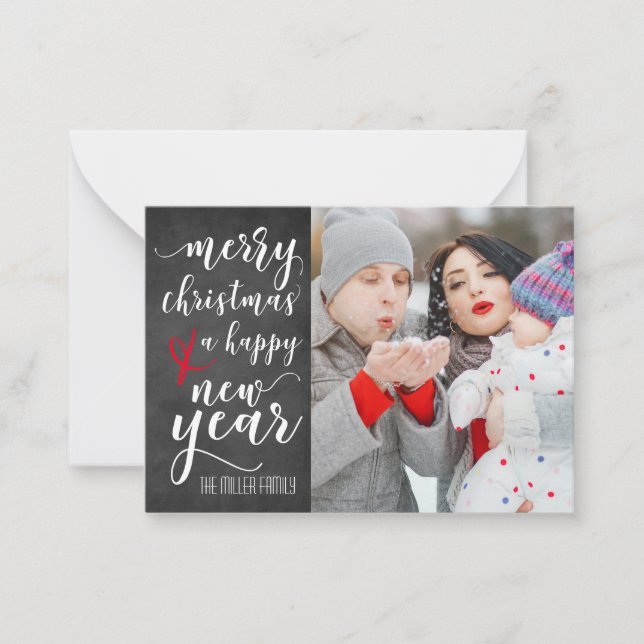 Tarjeta de felicitación de fotos de navidad en Cha (Anverso)