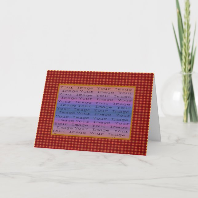 Tarjeta de felicitación de fotos de Red Plaid (Anverso)