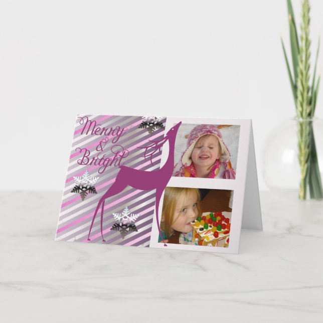 Tarjeta de felicitación de fotos de venado merry y (Anverso)