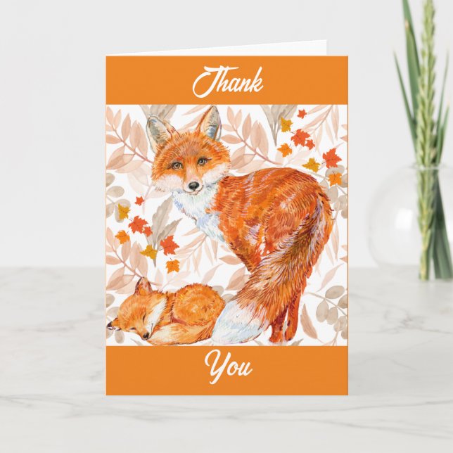 Tarjeta de felicitación de Fox de otoño (Anverso)