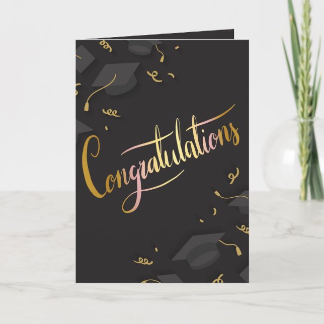 Tarjeta de felicitación de gálibo negro y dorado (Anverso)