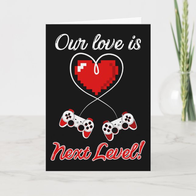 Tarjeta de felicitación de gamer Valentine (en bla (Anverso)
