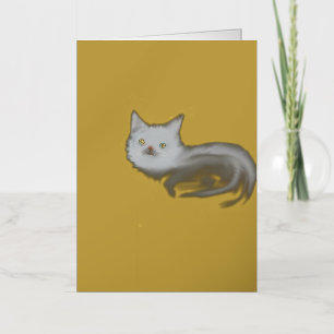 Tarjeta de felicitación de gatito blanco místico –