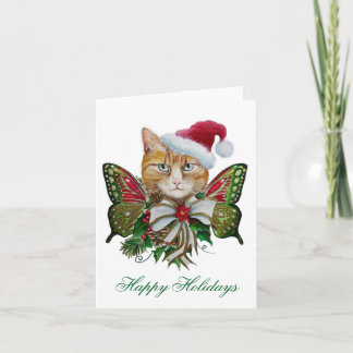 Tarjeta de felicitación de gatito para Navidades d