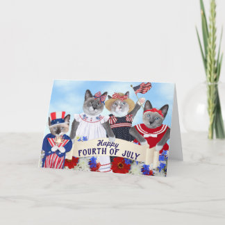 Tarjeta de felicitación de gatitos 4 de julio
