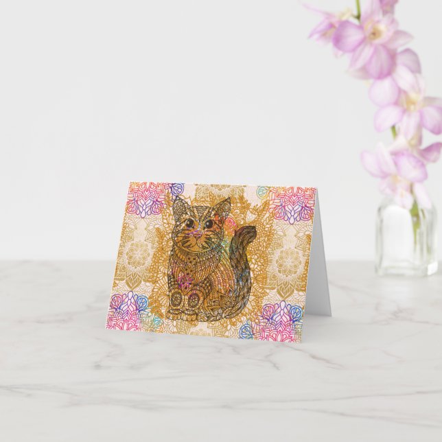 Tarjeta de Felicitación de Gato (Orquídea)
