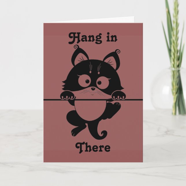 Tarjeta de Felicitación de Gato 'Aguanta' (Anverso)
