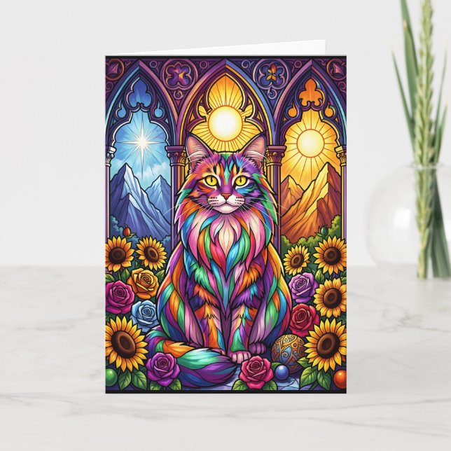 tarjeta de felicitación de gato arcoíris (Anverso)