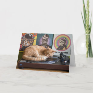 Tarjeta de felicitación de gato atigrado plegable 