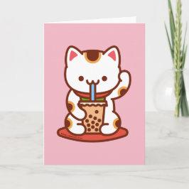 Tarjeta de Felicitación de Gato: BOBA KIT-TEA MANE