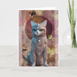 Tarjeta de Felicitación de Gato con Brillo
