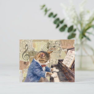 Tarjeta de felicitación de gato de medios mixtos t