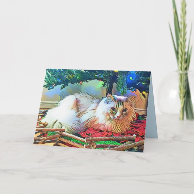 tarjeta de felicitación de gato de navidad (Anverso)