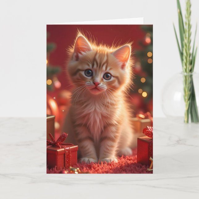 TARJETA DE FELICITACIÓN DE GATO DE NAVIDAD GINGER (Anverso)