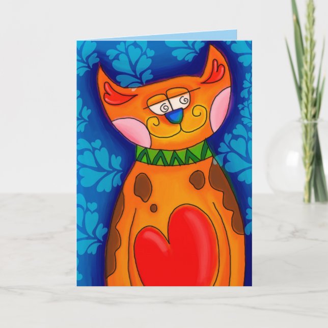 Tarjeta de felicitación de gato del corazón (Anverso)