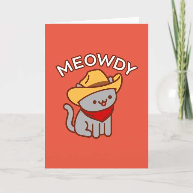 Tarjeta de Felicitación de Gato Divertido: MEOWDY (Anverso)