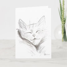 Tarjeta de Felicitación de Gato Dormido Adorable
