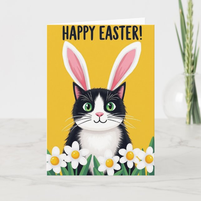 Tarjeta de Felicitación de Gato Funny Bunny (Anverso)
