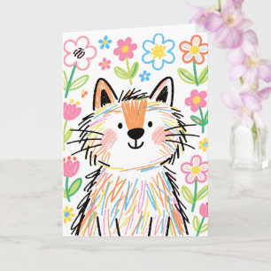 Tarjeta de Felicitación de Gato Garabato Blanco